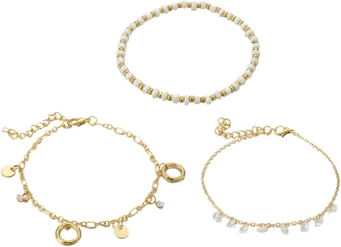 1Set Creative Elegant Anklet Beaded Foot Chain with Graceful Tassels for Women Stylish Golden Accessory for Casual Special Occasions