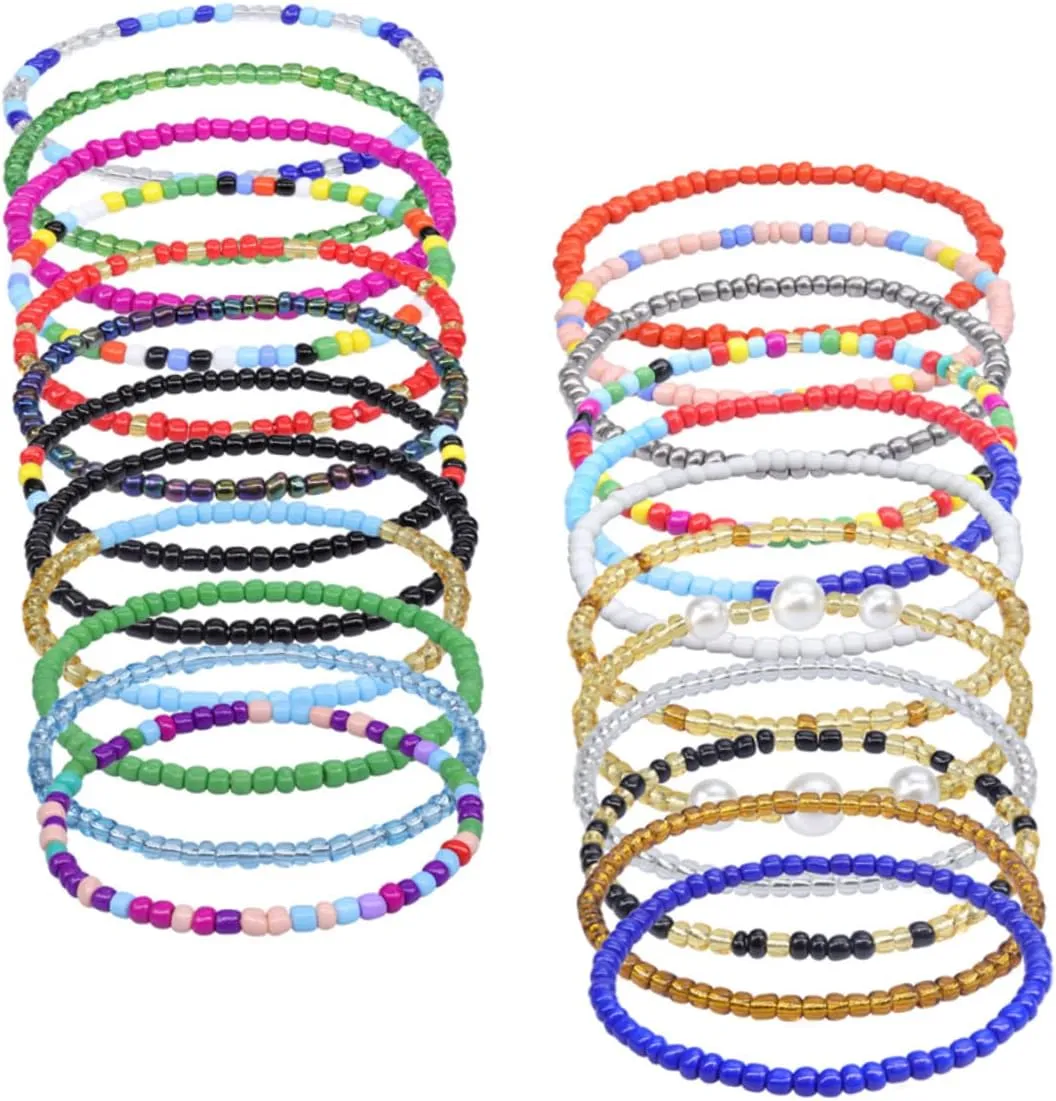 24Pcs Beaded Ankle Chains for Women and Men Foot Jewelry for Summer Beach Parties Anklets Unique Festival Accessories