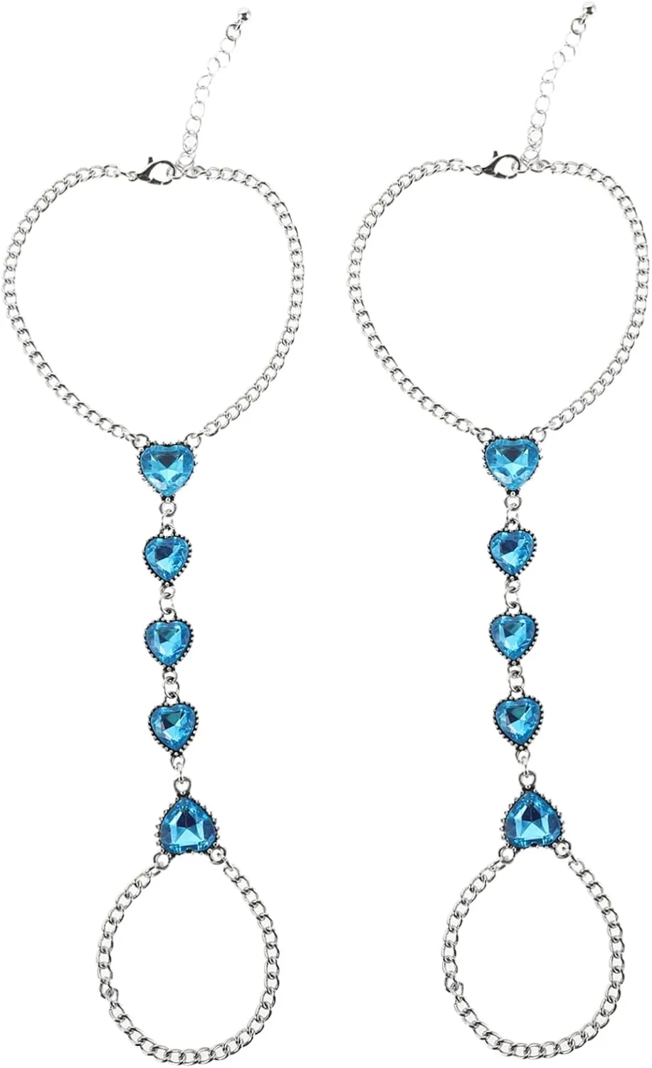 2pcs Adjustable Heart Toe Chain Anklets Elegant Rhinestone Foot Jewelry for Women Summer Beach Accessory Dazzling for Special Occasions