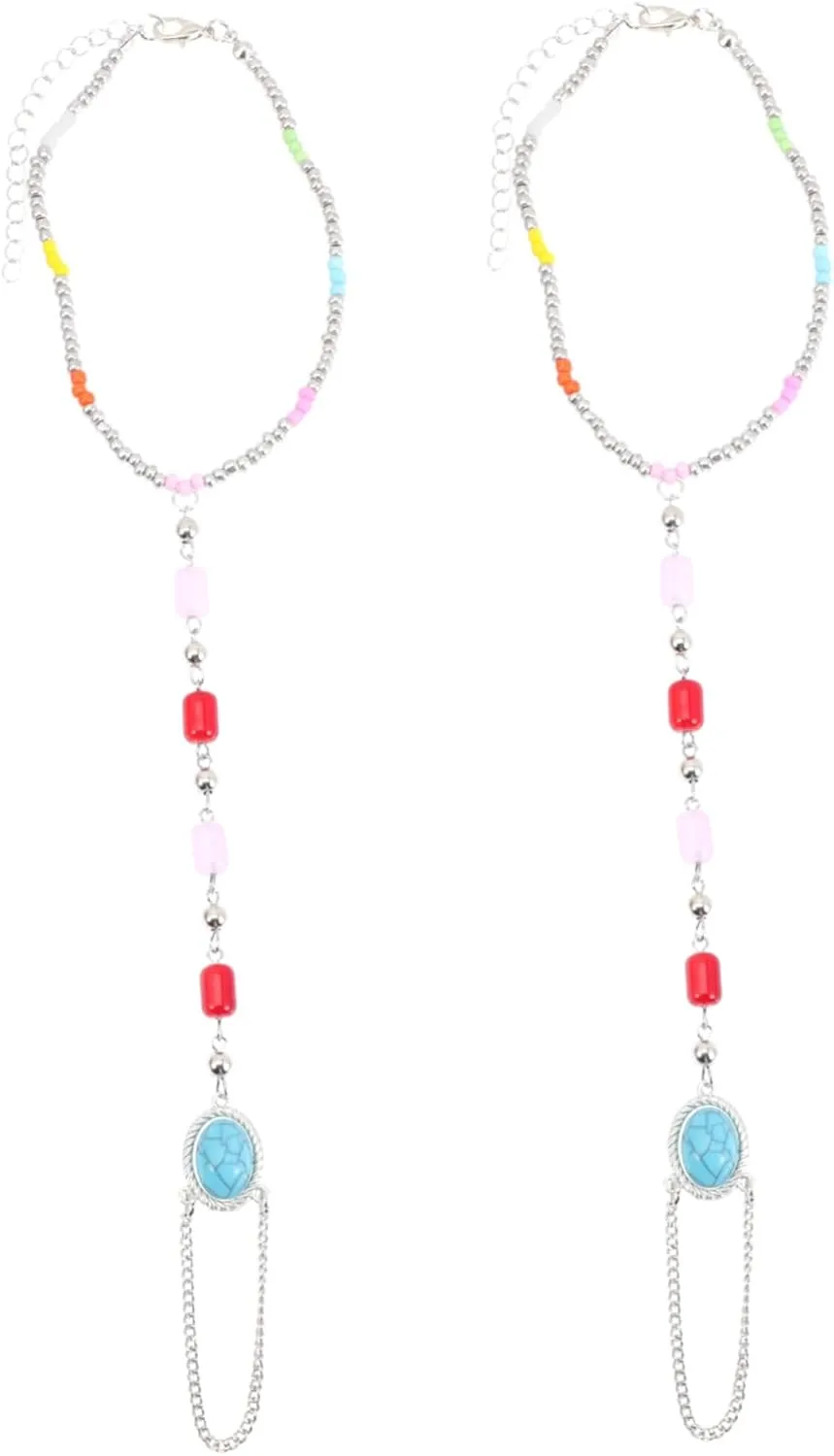 2pcs Beaded Anklet Bohemian Ankle Jewelry for Beach Festivals Parties Stylish Foot Chains for Men Women Accessory for Elegant Looks