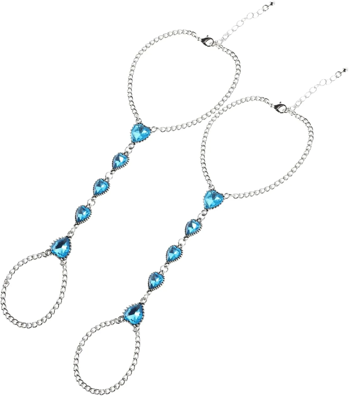 2pcs Stylish Heart Toe Anklet Foot Chain Ocean Jewelry for Women Rhinestone Embellished Design Versatile Beach Party Accessory Comfortable Wear for Any Occasion