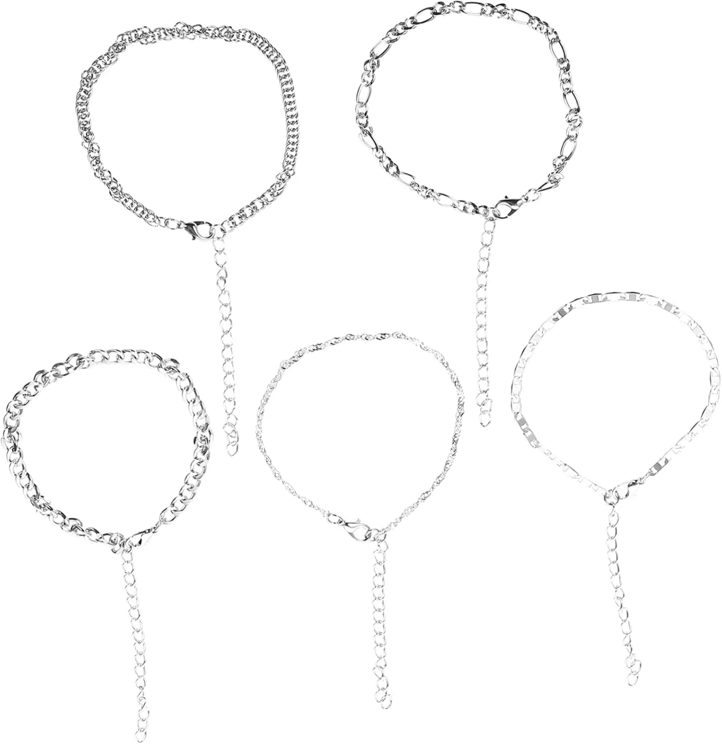 5pcs Beach Ankle Chains for Women Unique Metal Foot Jewelry Eye-catching Decor Anklets Lightweight Wear-resistant Design