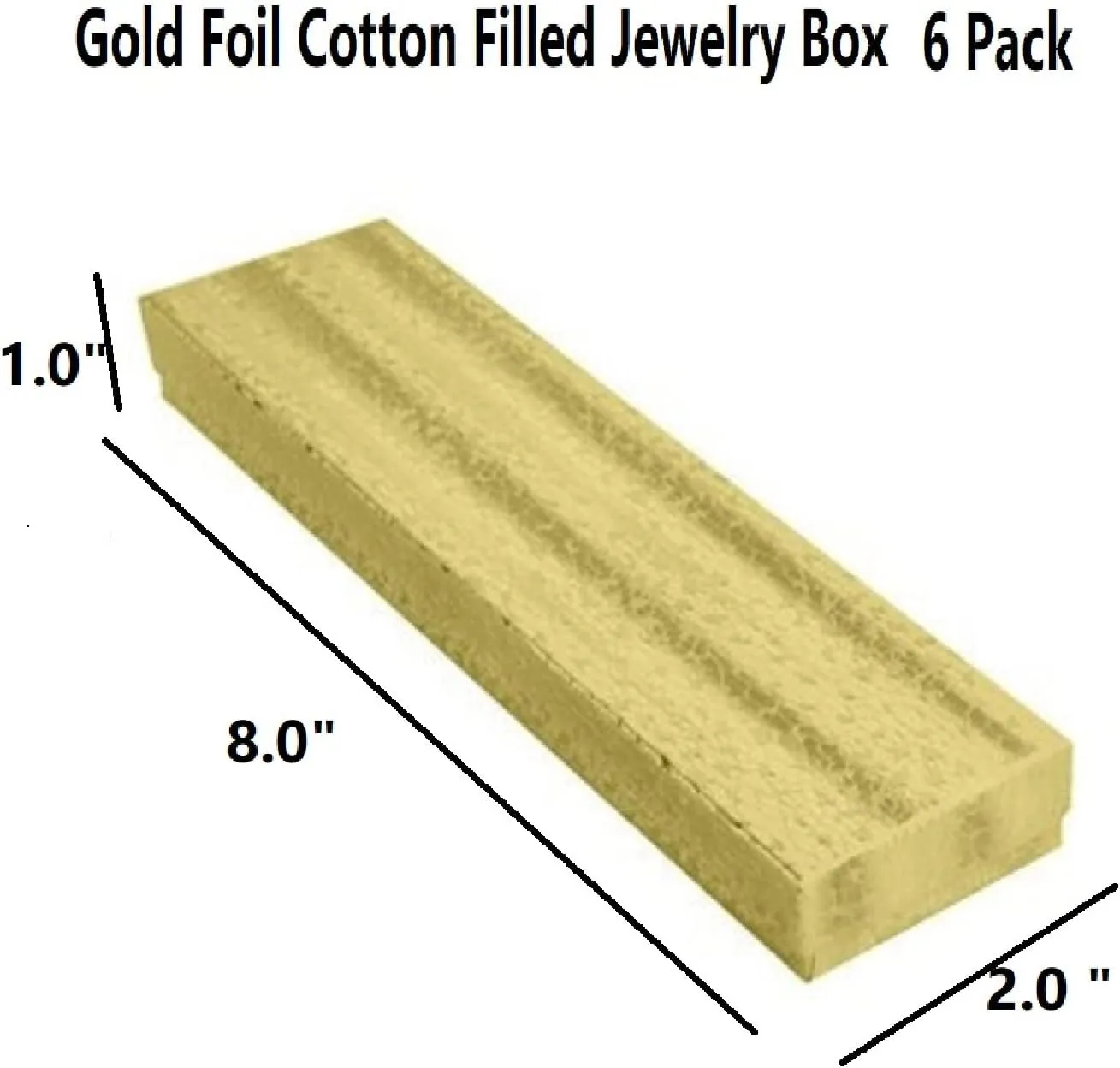 6 Pack Gold Foil Paper Cardboard Color Cotton Boxes Jewelry Bracelet, Watches, Necklace and Anklet Gift Displays 8" x 2" By RJ Displays (Gold)