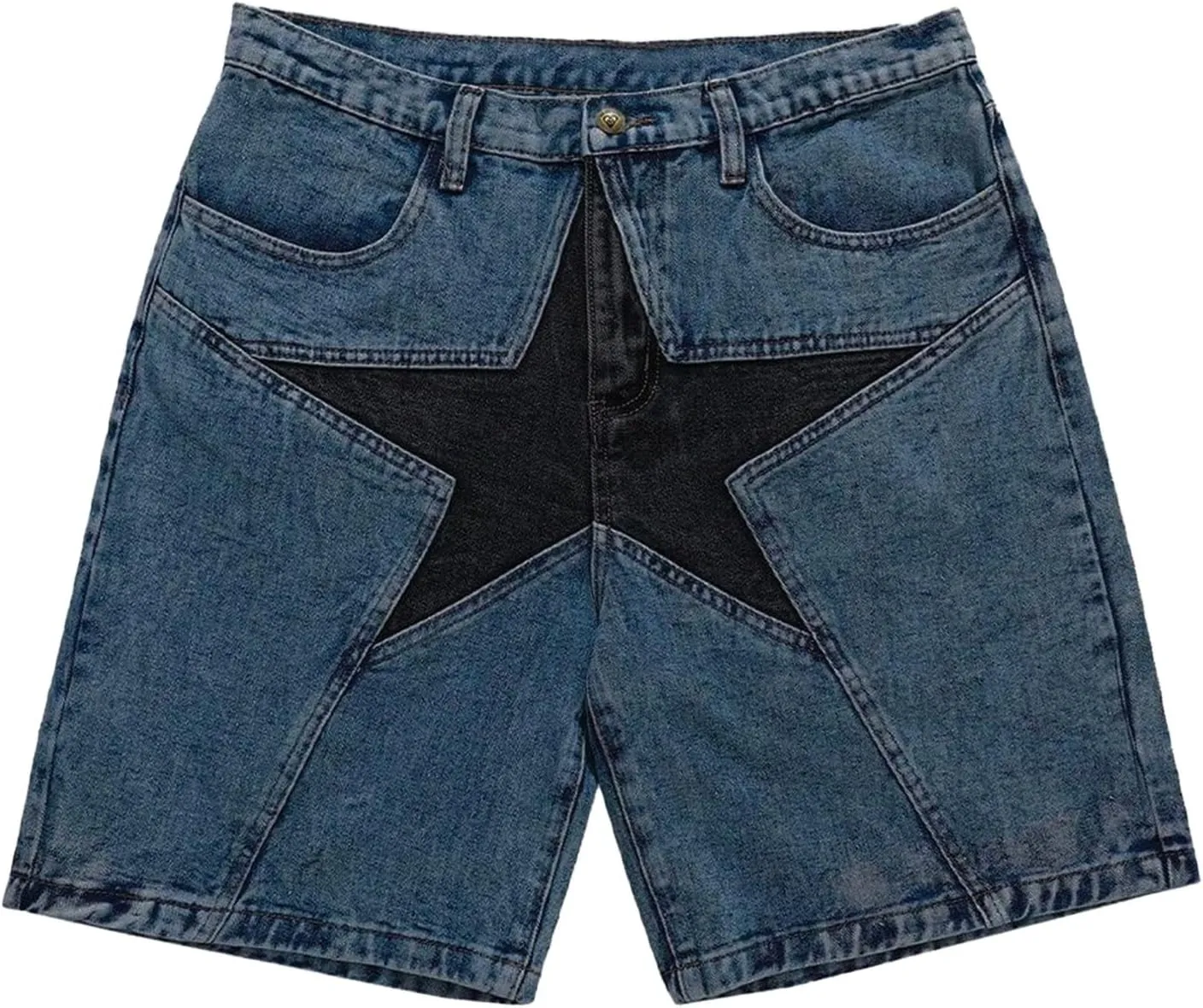 Aelfric Eden Unisex Star Patchwork Jorts Women Denim Shorts Men y2k Casual Streetwear Jeans Shorts