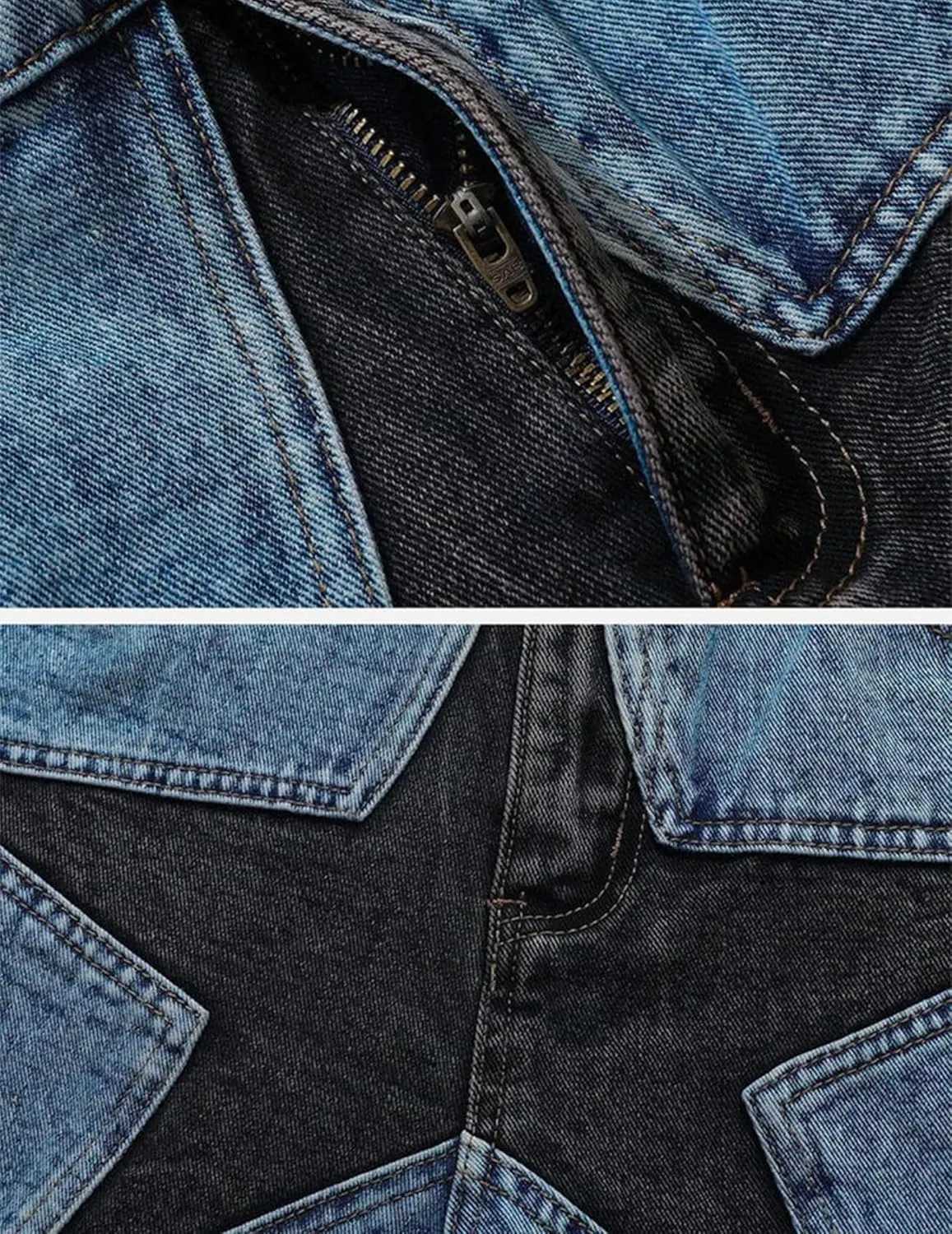 Aelfric Eden Unisex Star Patchwork Jorts Women Denim Shorts Men y2k Casual Streetwear Jeans Shorts