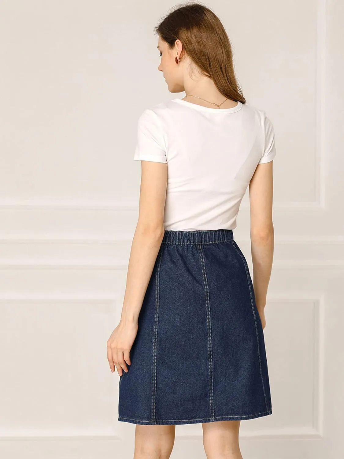 Allegra K Women's Denim Skirts 2024 Summer Casual A-Line Short Button Down Jean Skirt