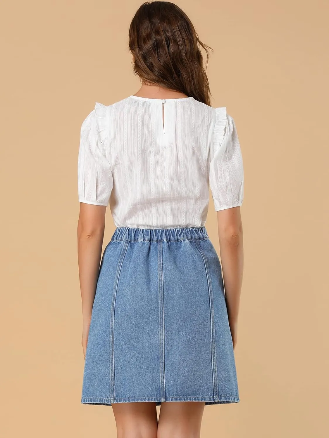 Allegra K Women's Denim Skirts 2024 Summer Casual A-Line Short Button Down Jean Skirt