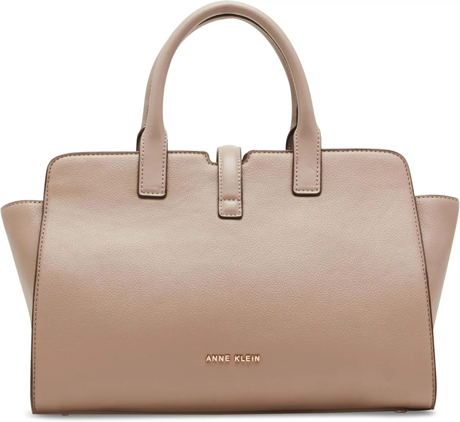 Anne Klein Sculpted Buckle Satchel with Convertible Strap