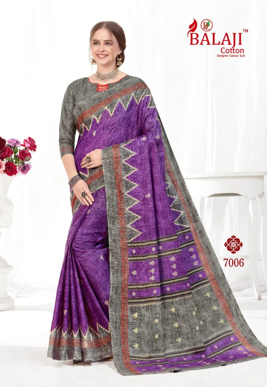 Balaji Cotton Presents Leelavathi Vol 7 Cotton Casual Wear Sarees