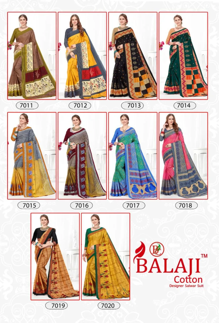 Balaji Cotton Presents Leelavathi Vol 7 Cotton Casual Wear Sarees