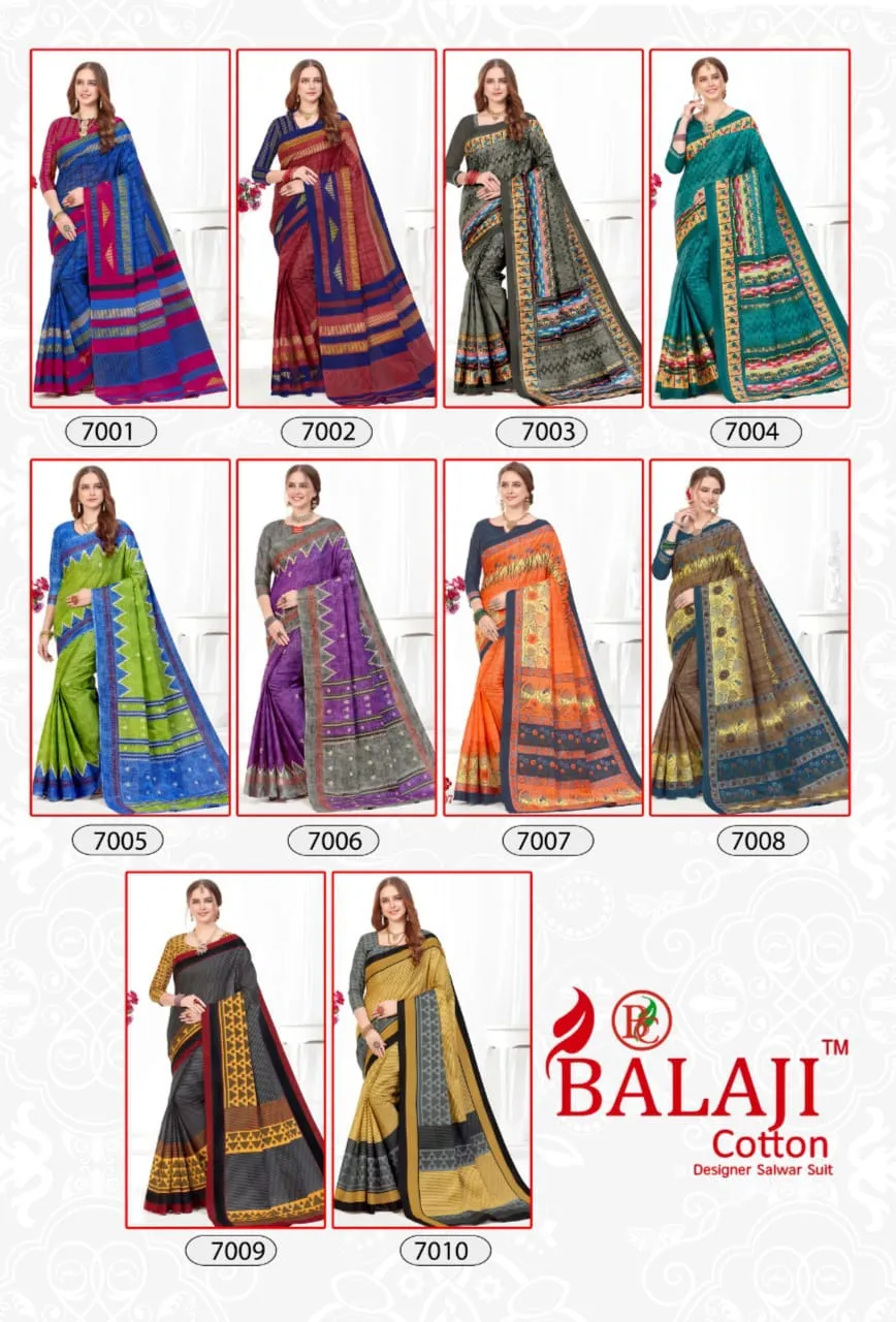Balaji Cotton Presents Leelavathi Vol 7 Cotton Casual Wear Sarees