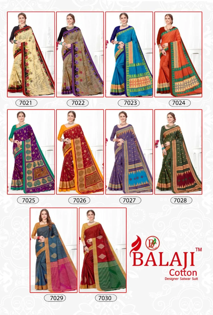 Balaji Cotton Presents Leelavathi Vol 7 Cotton Casual Wear Sarees