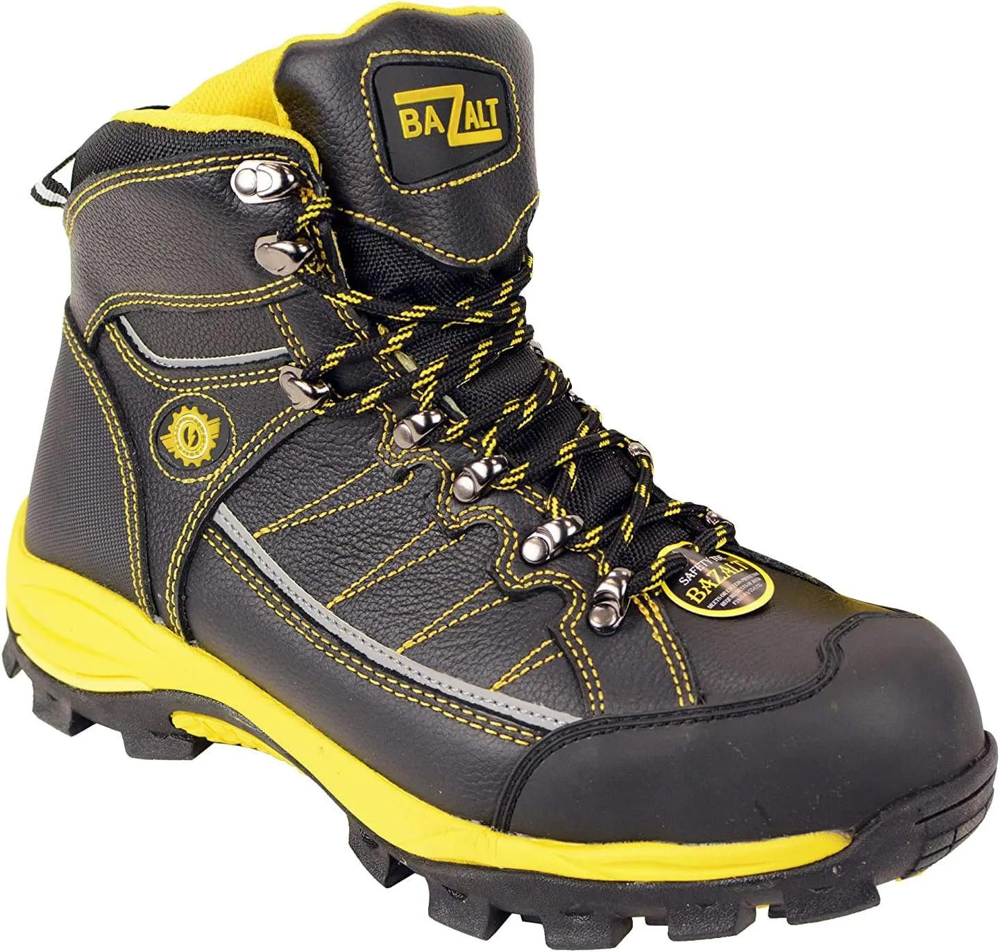 Bazalt MBM9123ST Men's Black with Yellow Water and Frost Proof Leather Boots with Composite-Toe - 10