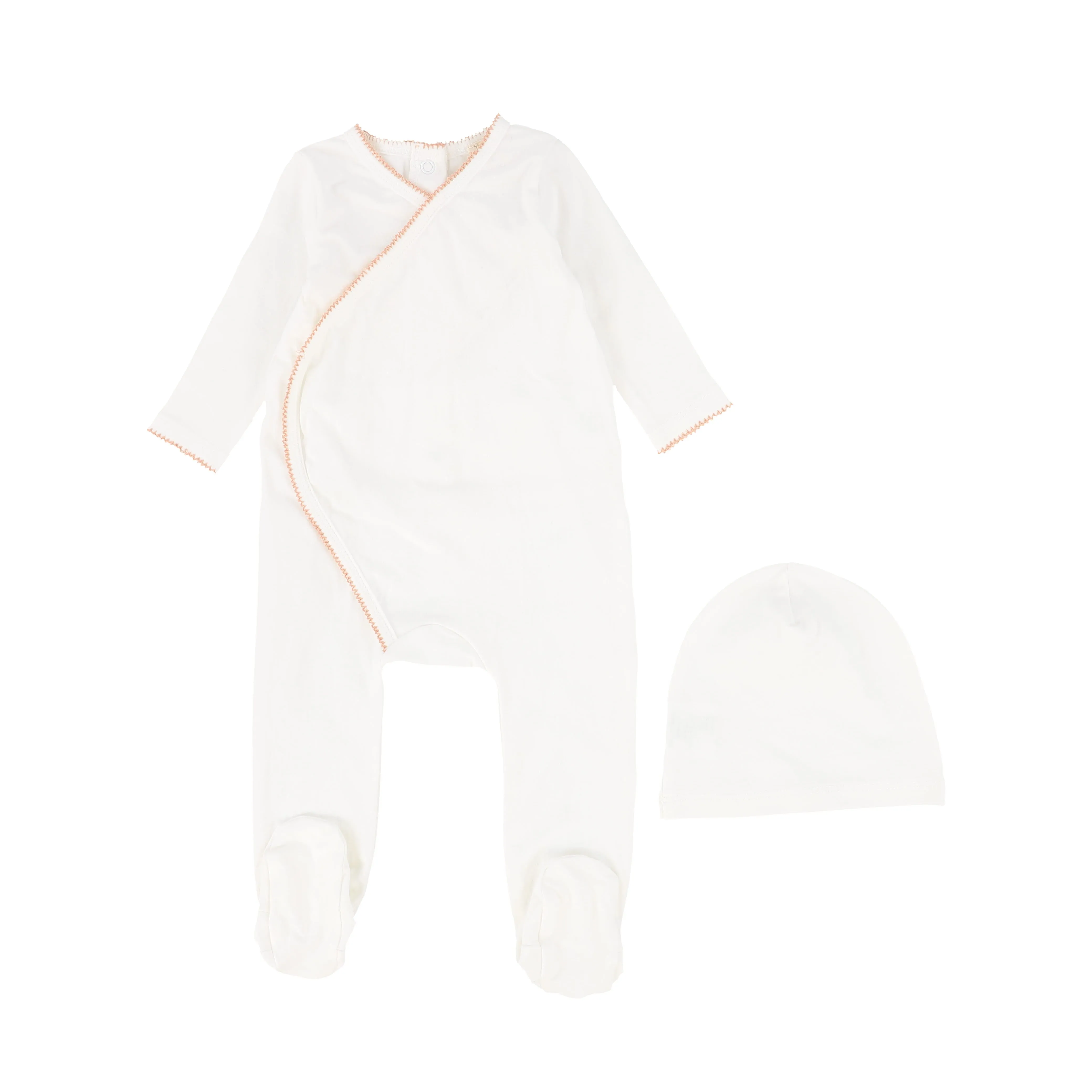 BEBE JOLEE 2PC SCALLOP TRIM WRAP FOOTIE WITH BEANIE
