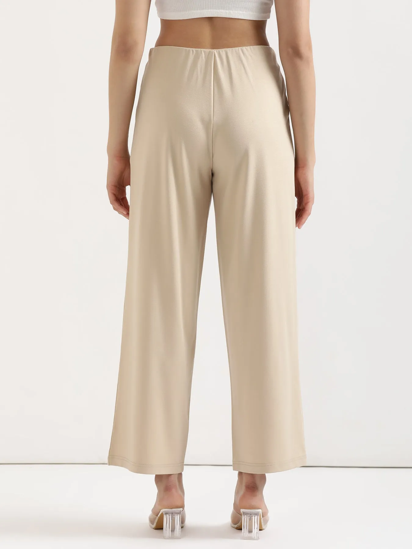 Beige Wide Leg Pants
