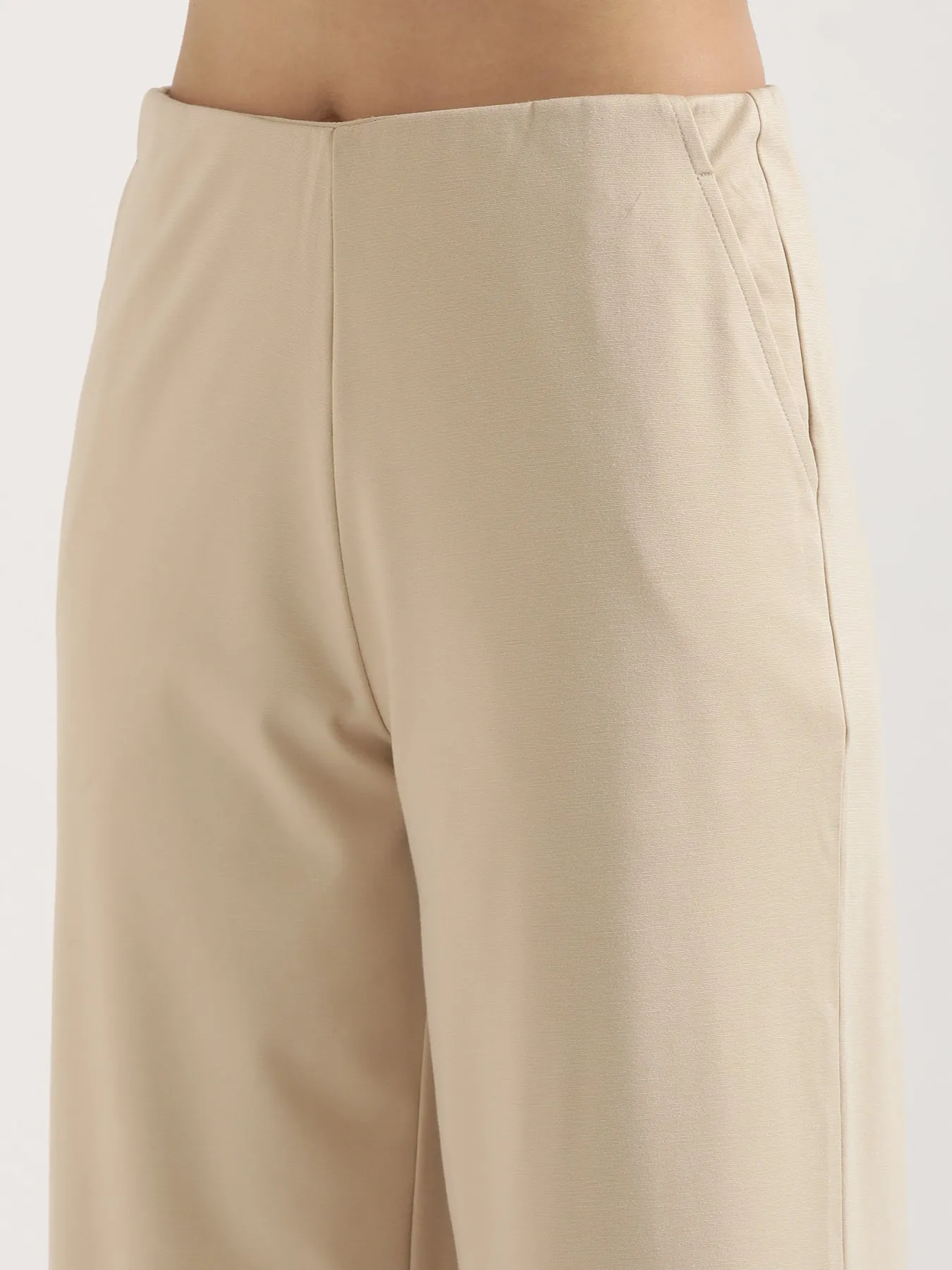 Beige Wide Leg Pants