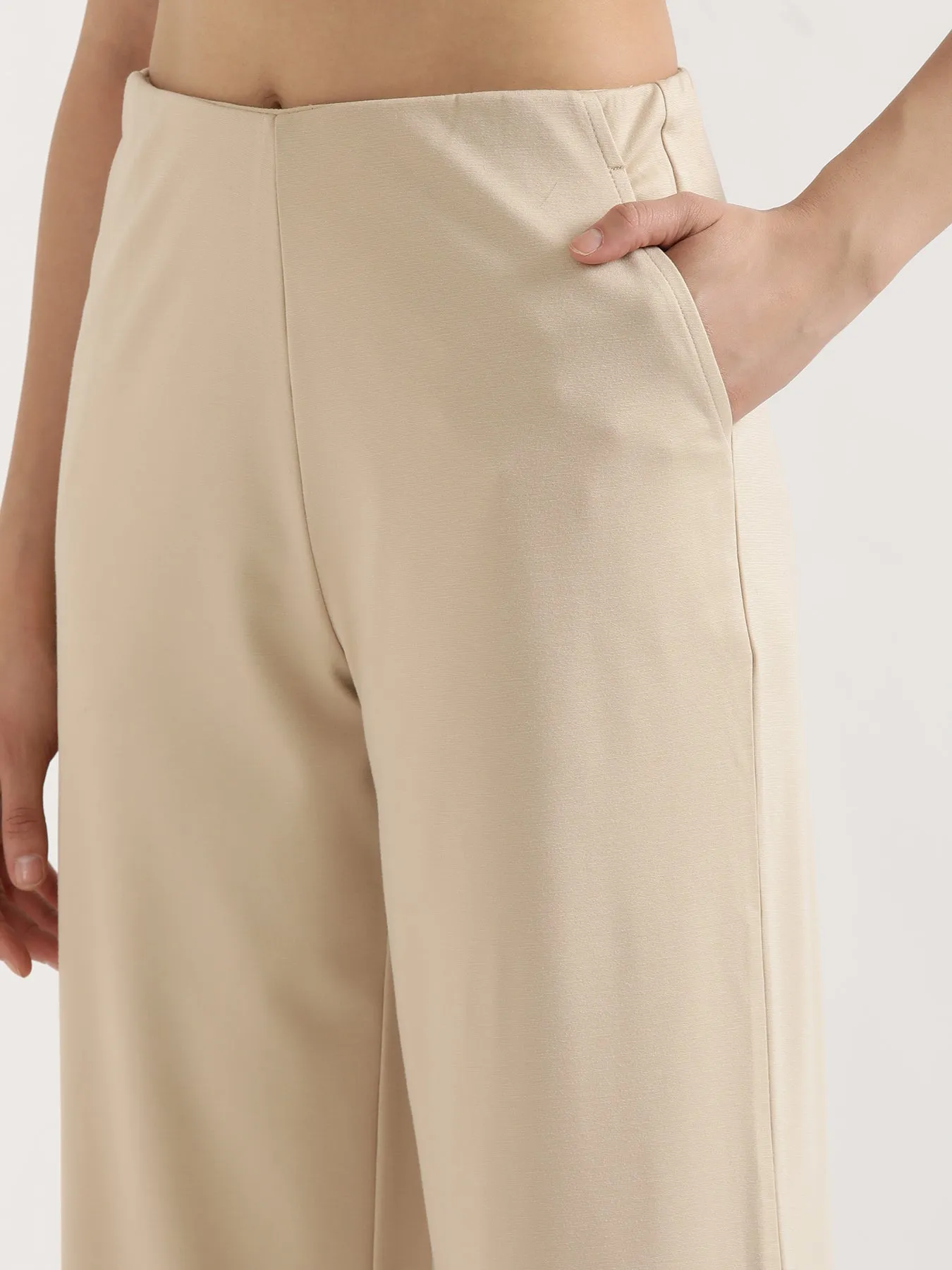Beige Wide Leg Pants