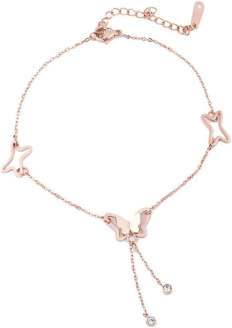 BESPORTBLE Elegant Butterfly Anklet Chain for Women Delicate Foot Jewelry Foot Chain Accessory for Beach Wedding Everyday Wear