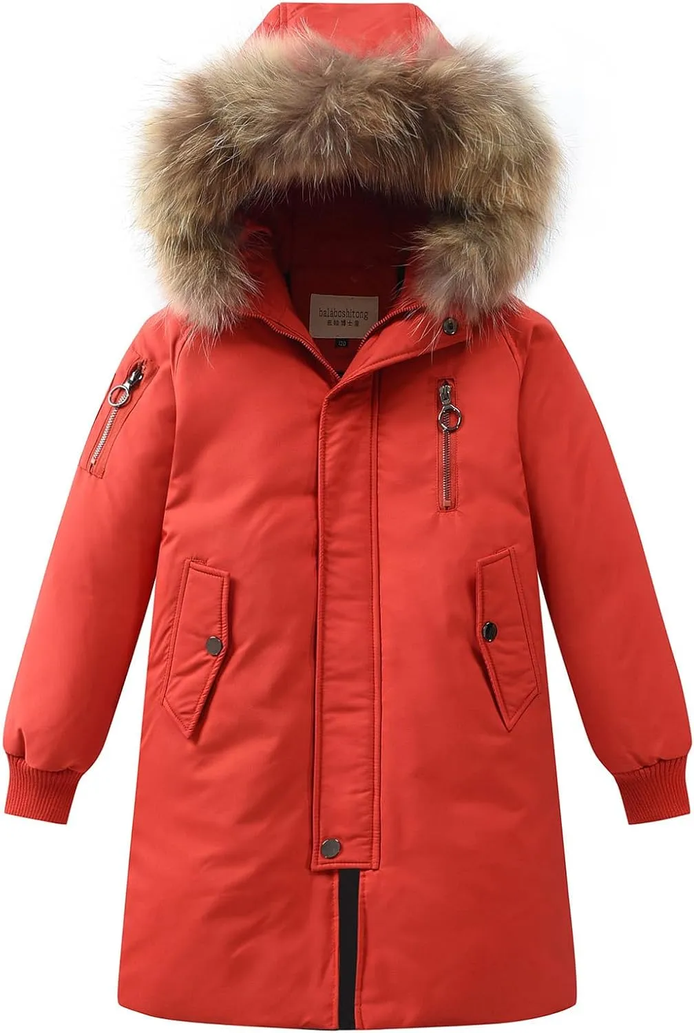 Boys' Mid Length Down Jacket Kids Thermal Winter Hooded Parka Coat Age 3-14 Years