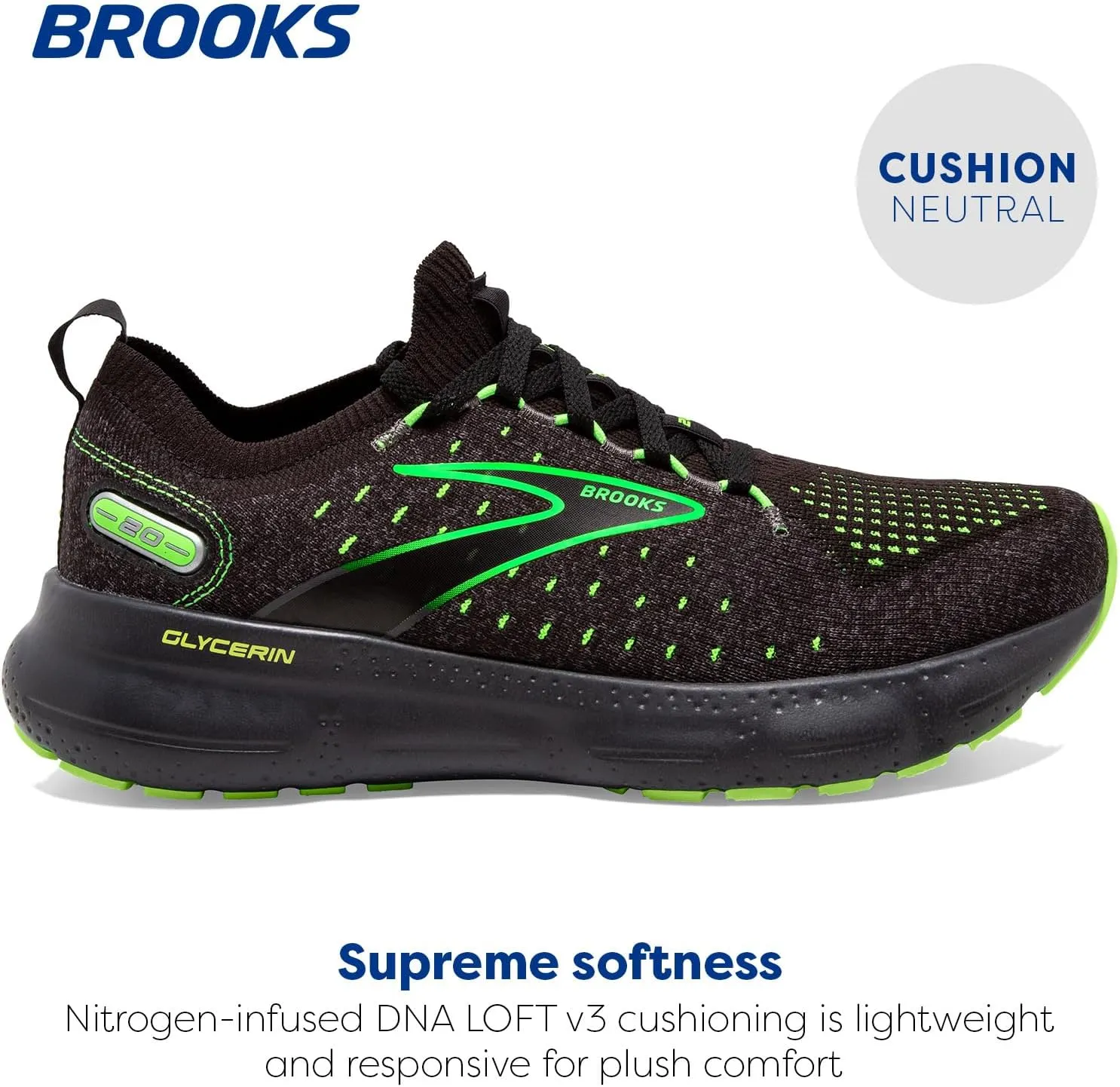 Brooks Mens Glycerin StealthFit 20 Neutral Running Shoe