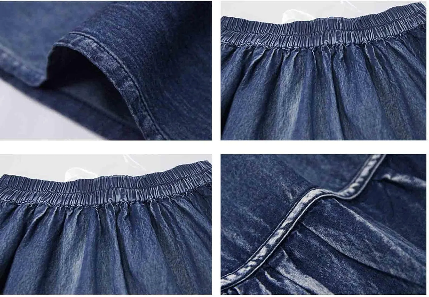 BXCNCKD Women's Tiered A-Line Denim Prairie Skirt Denim Articulated Hem Long Skirt Retro Denim Skirt