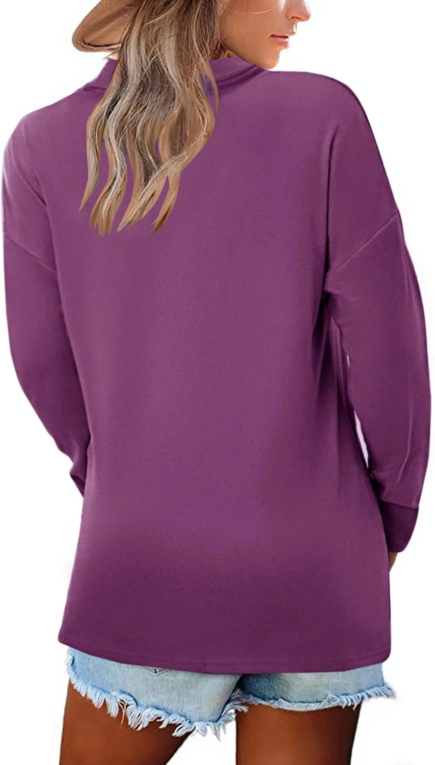 BZB Women Polo Shirts Shawl Neck Long Sleeve Tops Tunic Tops to Wear with Leggings