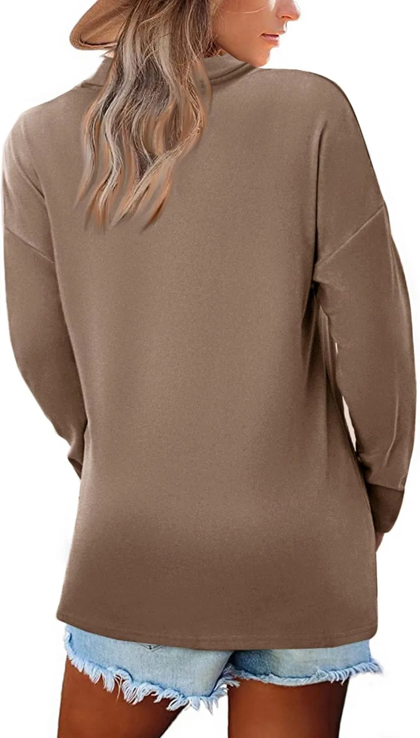 BZB Women Polo Shirts Shawl Neck Long Sleeve Tops Tunic Tops to Wear with Leggings