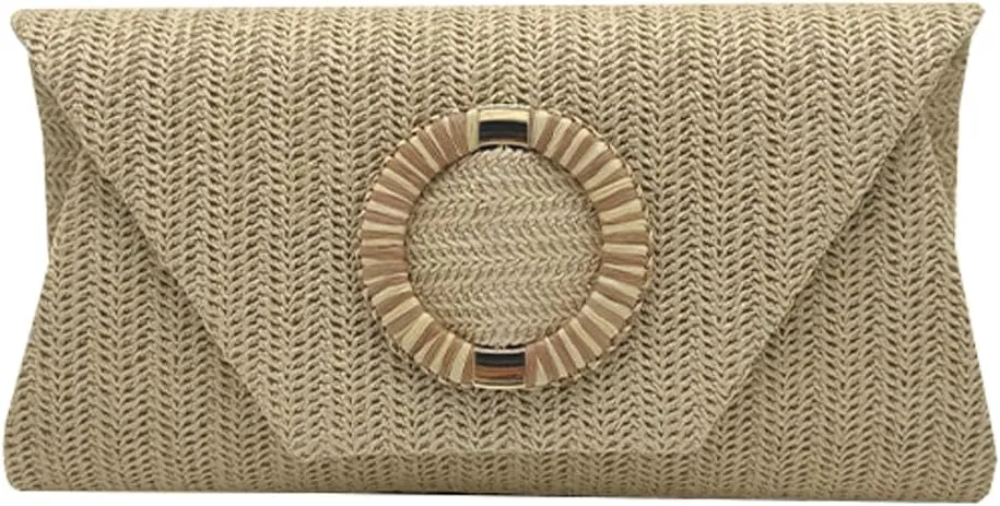 Caistre Womens Evening Bag Fashion Straw Clutch Purse 2025 Summer Woven Beach Party Shoulder Bag for Wedding Prom