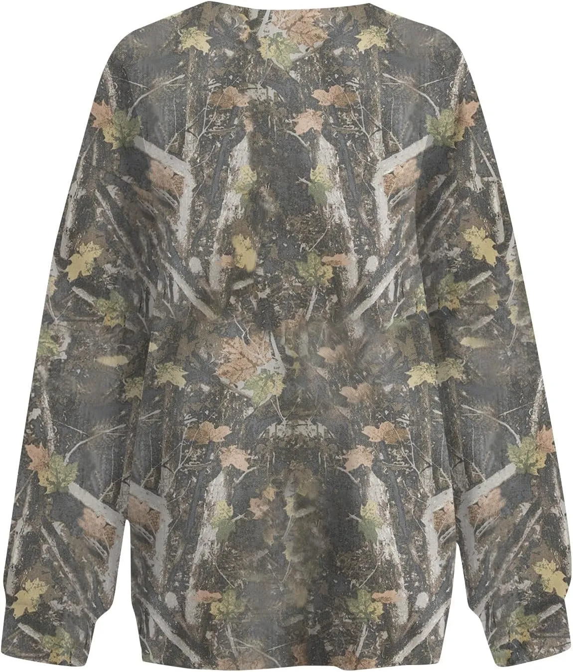 Camo Sweatshirt for Women Oversized Maple Leaf Print Sweatshirts Casual Long Sleeve Camo Crewneck Sweatshirt
