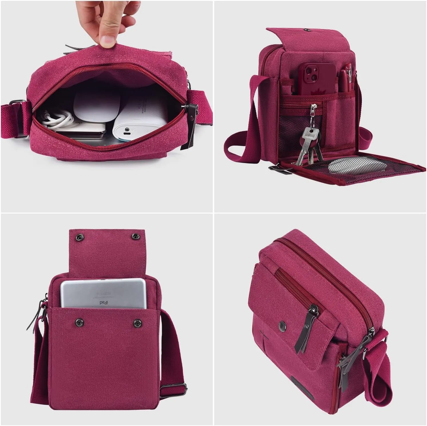 Canvas Vintage Messenger Bag Mini Crossbody Bag Shoulder Bag for Men, Small Messenger Satchel Bag Purse for Women