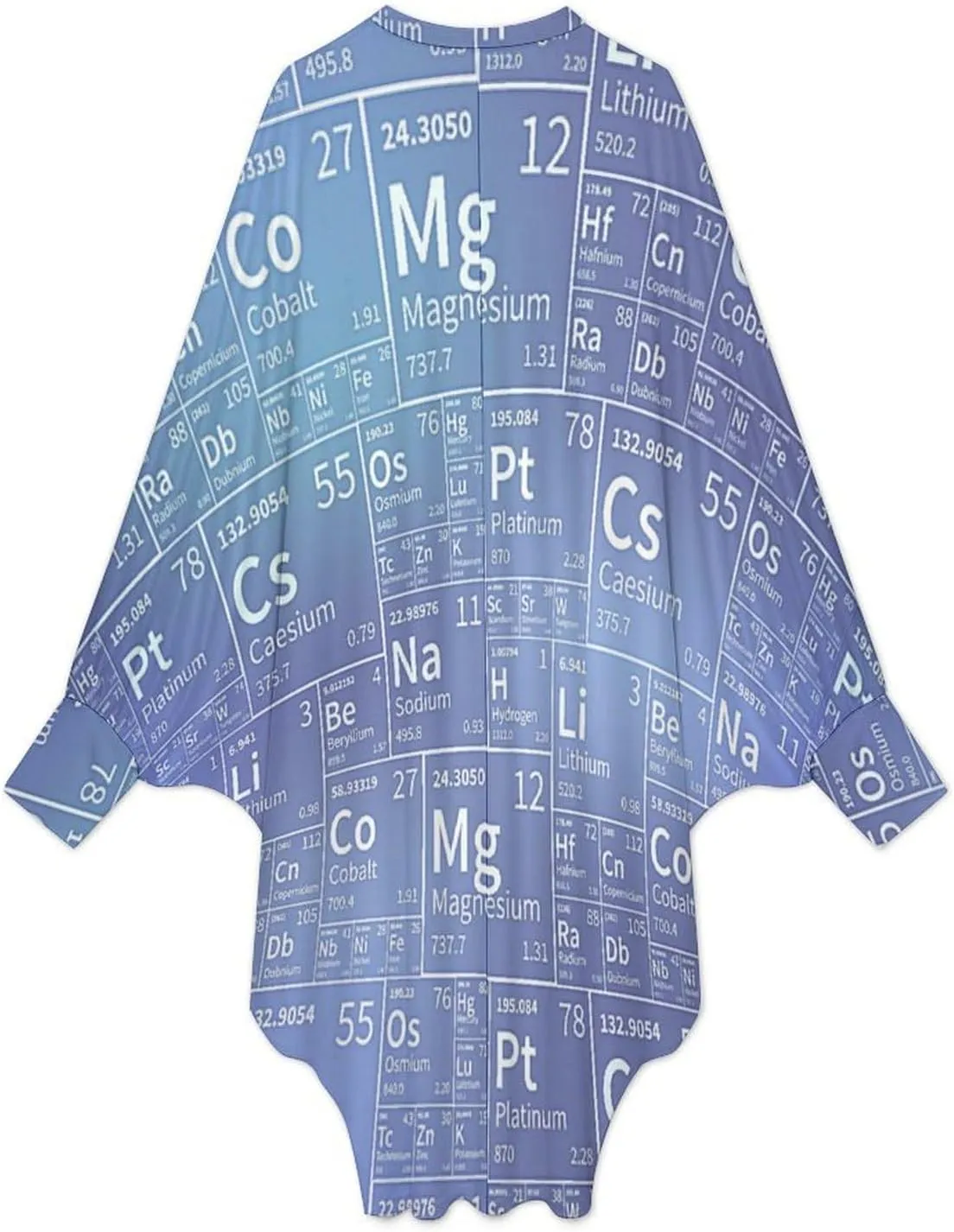 Chemical Elements from Periodic Table Women's Mini Dress Loose Long Sleeve Shirt Dresses Casual Tunics