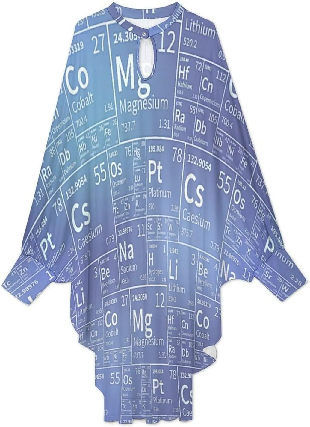 Chemical Elements from Periodic Table Women's Mini Dress Loose Long Sleeve Shirt Dresses Casual Tunics
