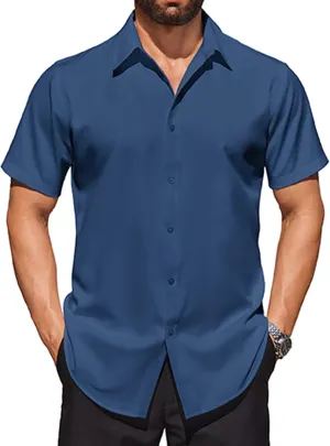 COOFANDY Mens Short Sleeve Dress Shirts Stretch Wrinkle Free Button Down Shirt Casual Summer Top