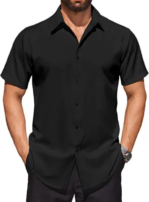 COOFANDY Mens Short Sleeve Dress Shirts Stretch Wrinkle Free Button Down Shirt Casual Summer Top