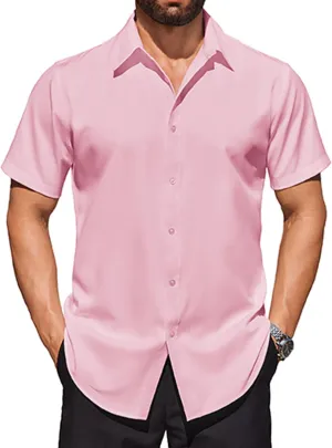 COOFANDY Mens Short Sleeve Dress Shirts Stretch Wrinkle Free Button Down Shirt Casual Summer Top