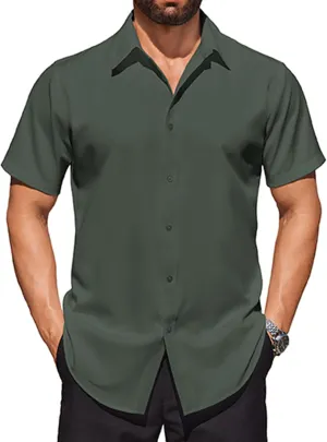 COOFANDY Mens Short Sleeve Dress Shirts Stretch Wrinkle Free Button Down Shirt Casual Summer Top