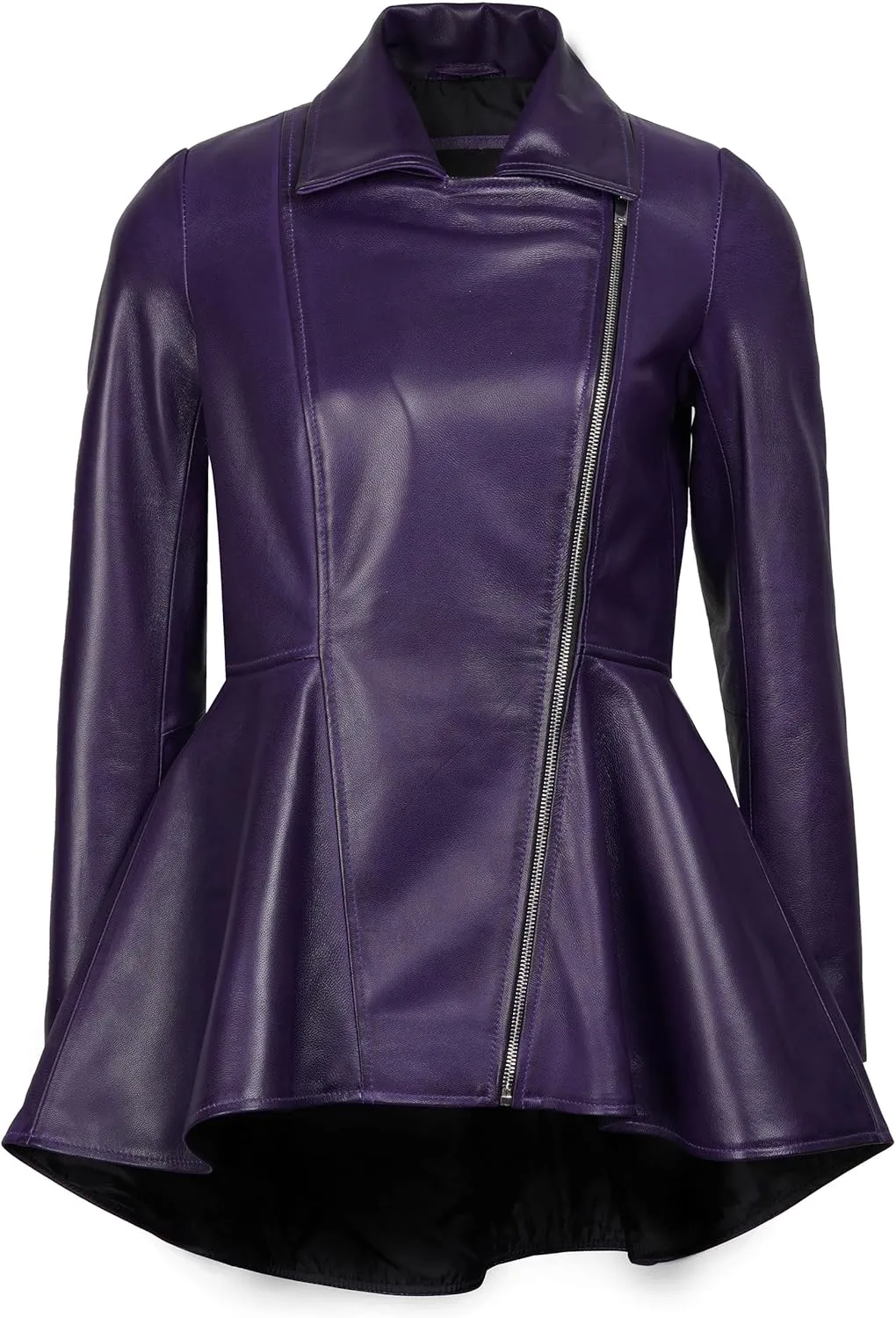Decrum Leather Peplum Jackets for Women - Real Lambskin Peplum Leather Jacket Women