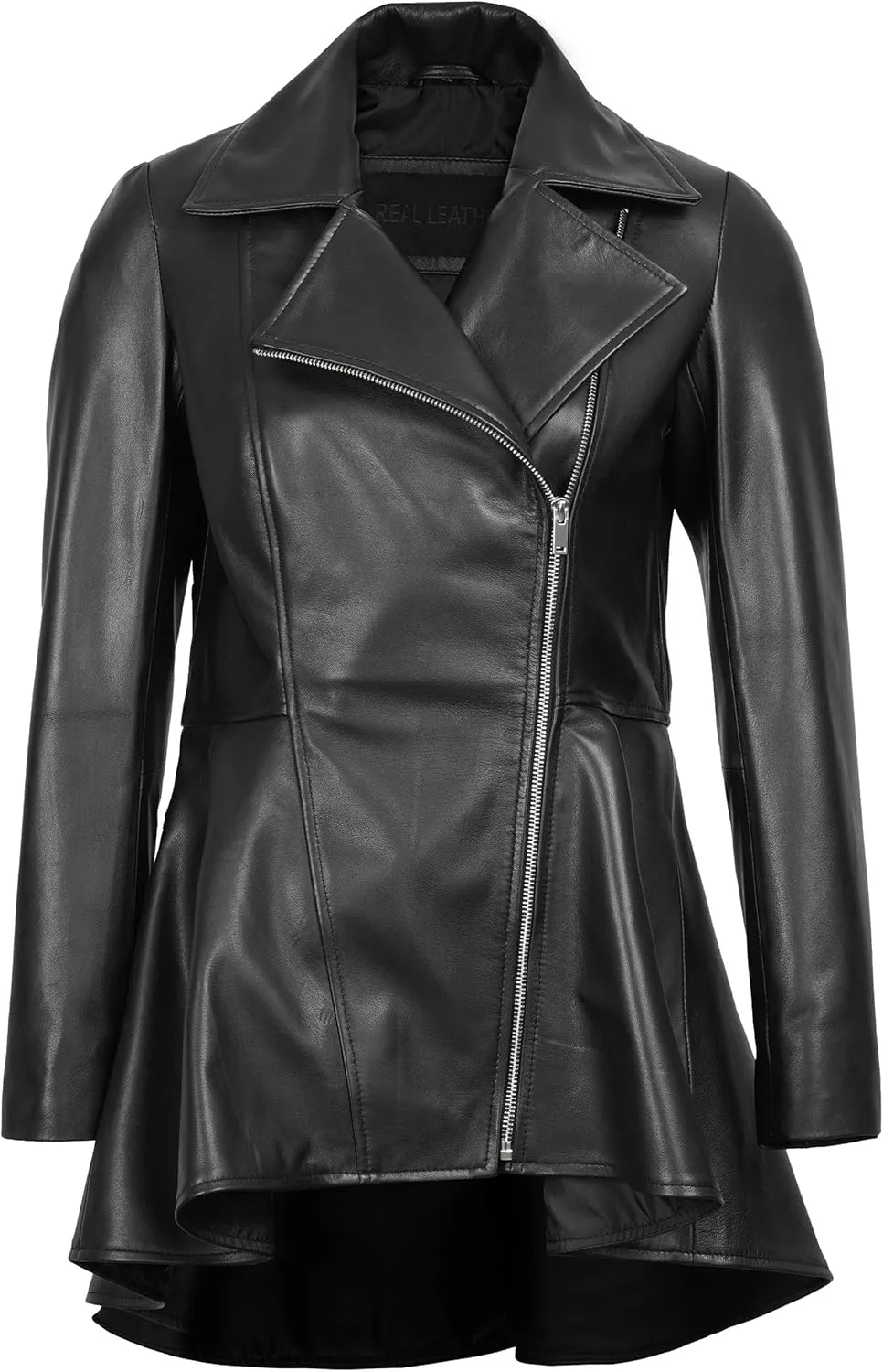 Decrum Leather Peplum Jackets for Women - Real Lambskin Peplum Leather Jacket Women