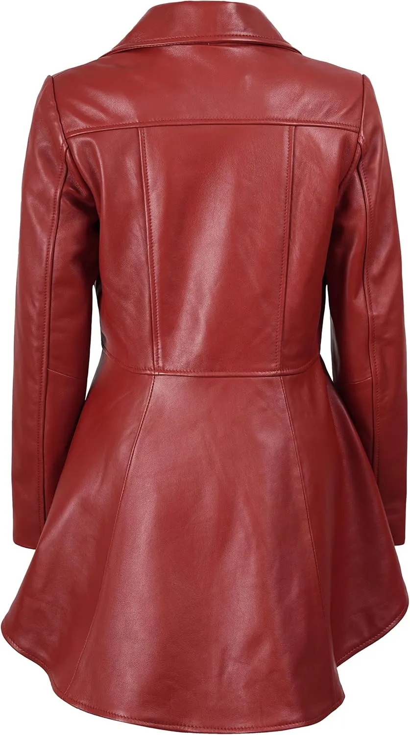 Decrum Leather Peplum Jackets for Women - Real Lambskin Peplum Leather Jacket Women