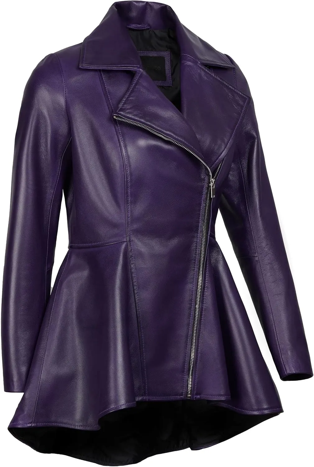 Decrum Leather Peplum Jackets for Women - Real Lambskin Peplum Leather Jacket Women