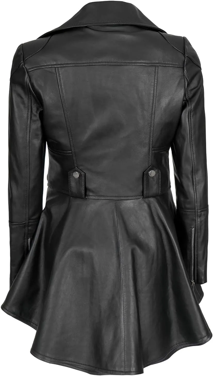 Decrum Leather Peplum Jackets for Women - Real Lambskin Peplum Leather Jacket Women