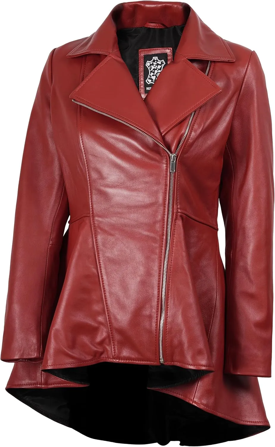 Decrum Leather Peplum Jackets for Women - Real Lambskin Peplum Leather Jacket Women