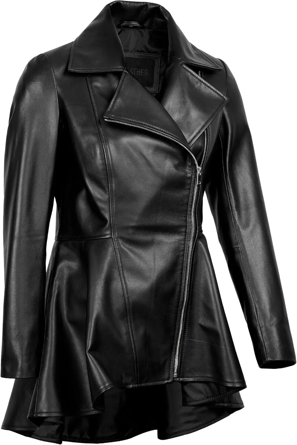 Decrum Leather Peplum Jackets for Women - Real Lambskin Peplum Leather Jacket Women