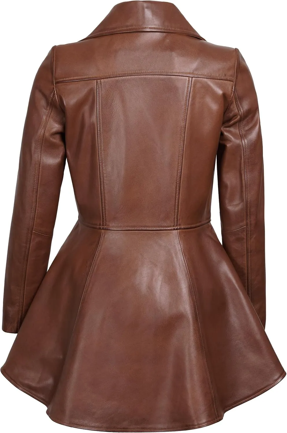 Decrum Leather Peplum Jackets for Women - Real Lambskin Peplum Leather Jacket Women