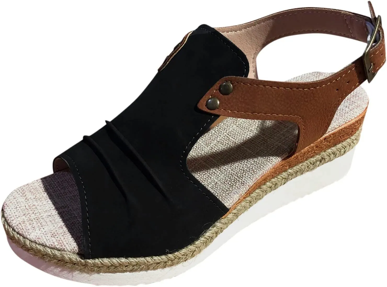 Dheva-C Orthopedic Platform Wedge Sandals for Women Summer Dressy 2023 Flat Open Toe Ankle Strap Espadrilles Sandals Casual Strappy Slip on Sandals Beach Boho Sandals Comfortable Outdoor Shoes