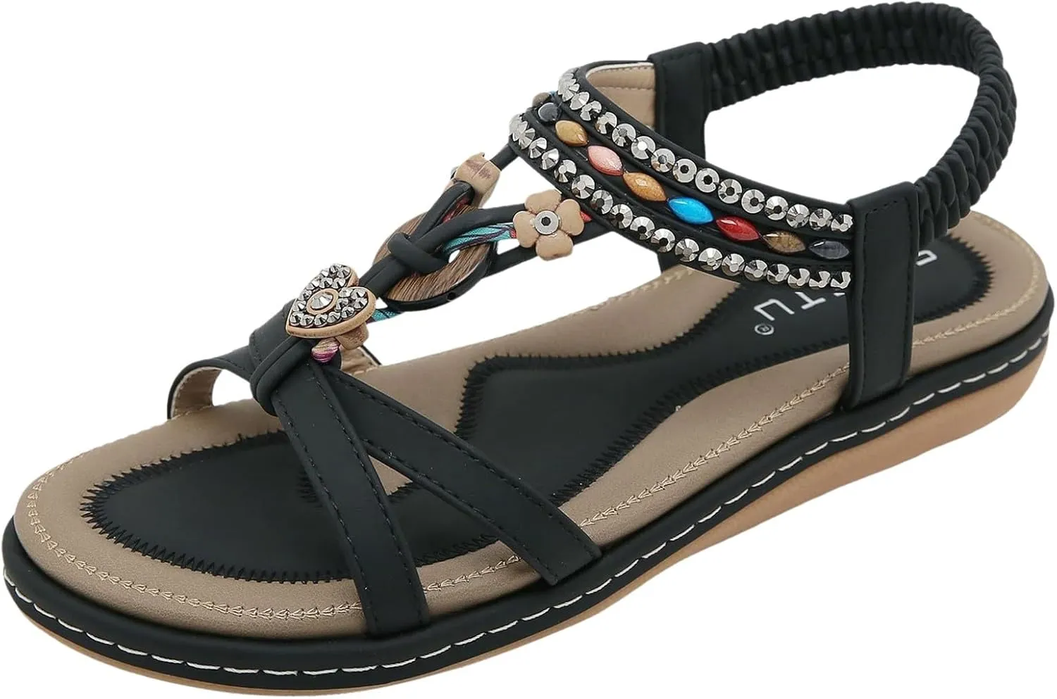Dheva-C Orthopedic Sandals Women Flat Dressy Sandal Summer Comfortable Slip-on Casual Beach Shoes Dress Bohemian Ankle Elastic Flat Sandals Dressy Summer