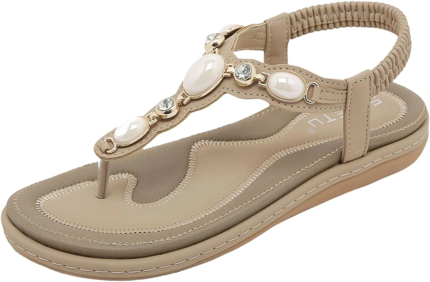 Dheva-C Orthopedic Sandals Women Flat Dressy Sandal Summer Comfortable Slip-on Casual Beach Shoes Dress Bohemian Ankle Elastic Flat Sandals Dressy Summer