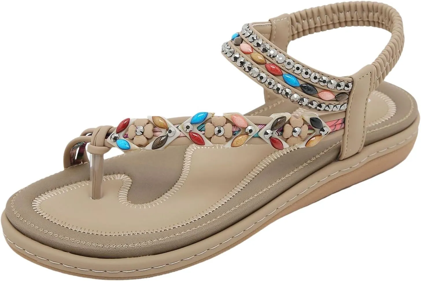 Dheva-C Orthopedic Sandals Women Flat Dressy Sandal Summer Comfortable Slip-on Casual Beach Shoes Dress Bohemian Ankle Elastic Flat Sandals Dressy Summer