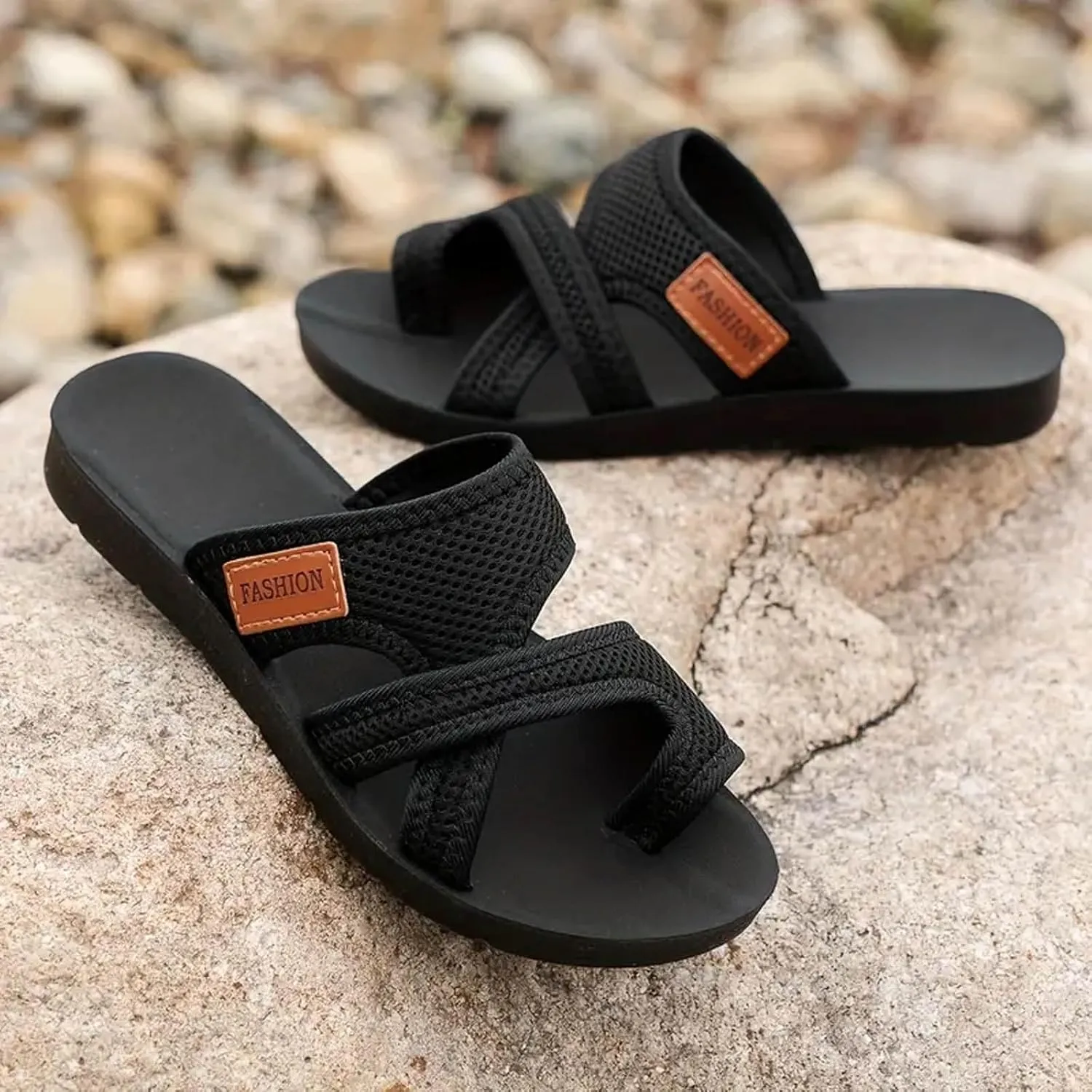 Dheva-C Womens Hollow Mesh Slide Sandals Summer Dressy Comfortable Orthopedic Arch Support Mesh Sandals for Women Flat Casual Beach Slip On Sandals