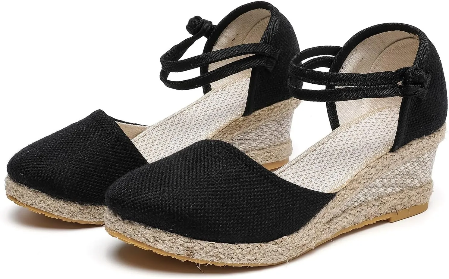 Dheva-C Women's Orthopedic Sandals for Women Arch Support Women's Ankle Strap Closed Toe Espadrille Sandals Platform Wedge Heels Sandals Summer Spring Shoes Retro Breathable Casual Ladies Shoes